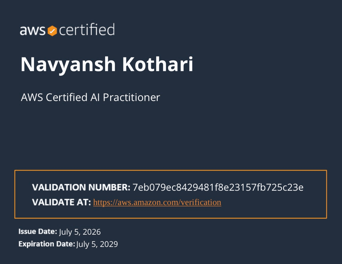 AWS Certified AI Practitioner certificate